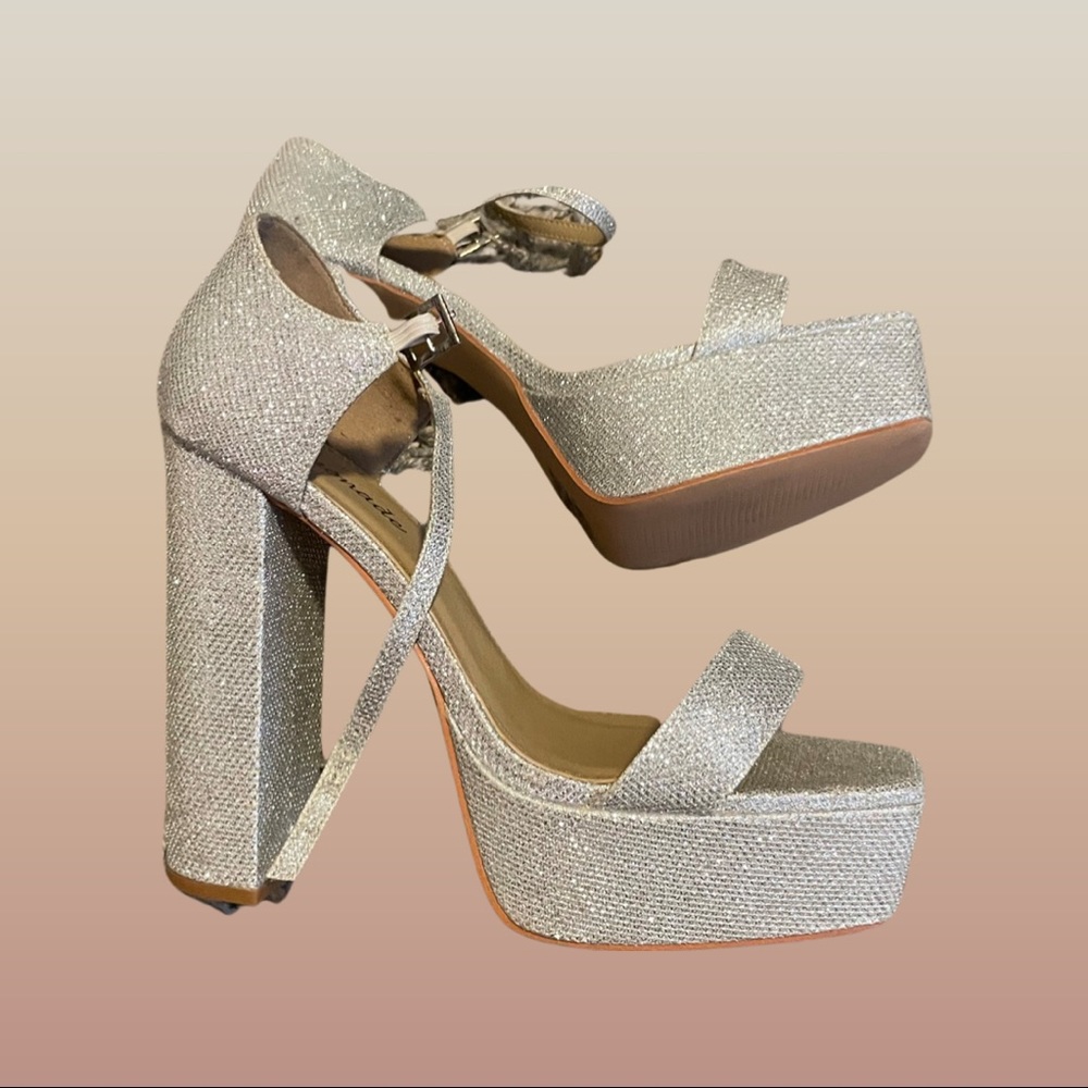 Lemonade Silver Glitter Strappy Heel